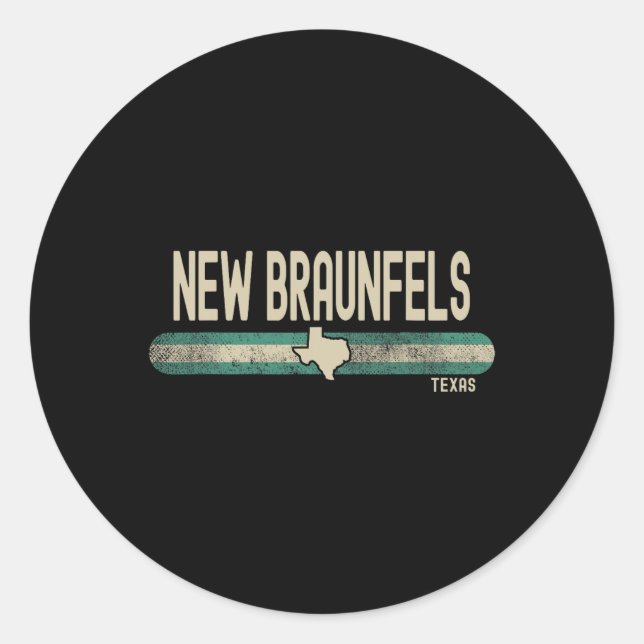 Sticker Rond New Braunfels Tx Texas Travel &amp; 80s Style  (Devant)
