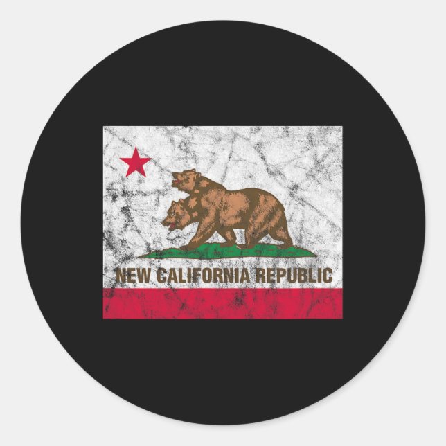 Sticker Rond New California Republic Ncr State Distressed Flag  (Devant)