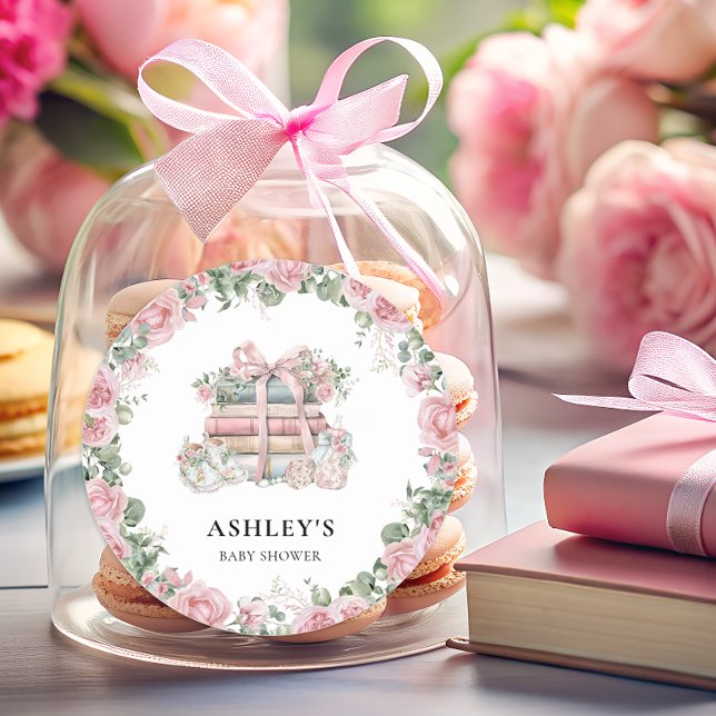 Sticker Rond New Chapter Storybook Floral Baby shower (Créateur téléchargé)