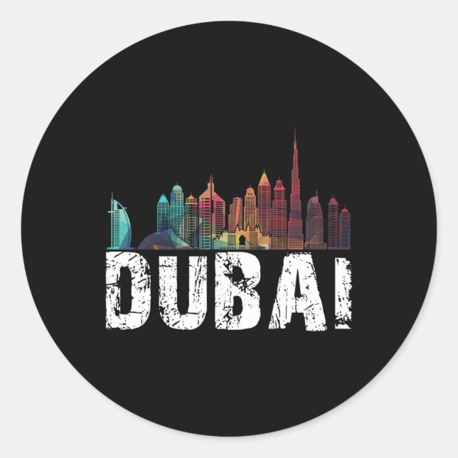 Sticker Rond New Dubai Love Skyline Uni For Holidays In Dubai  (Devant)