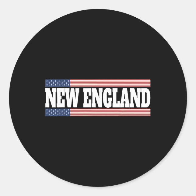 Sticker Rond New England Usa Flag Patriotic State Varsity New E (Devant)