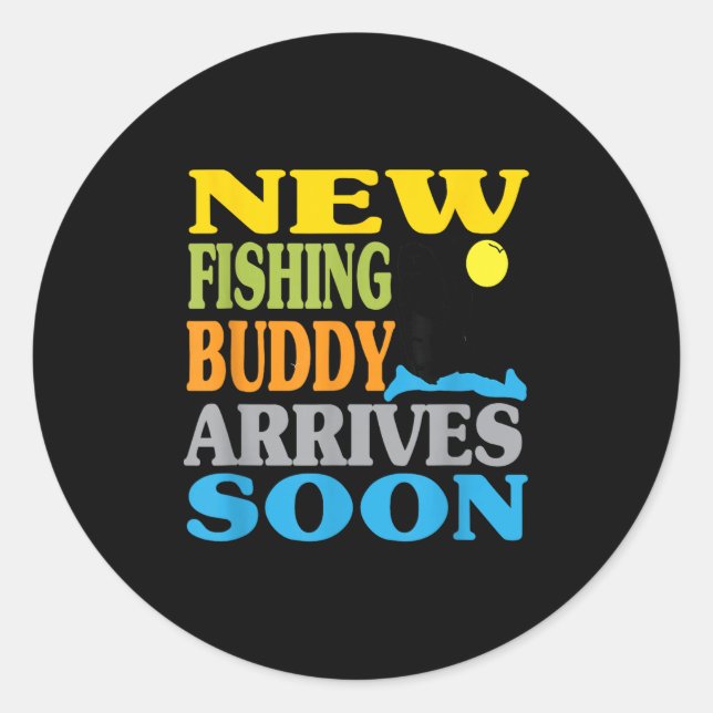 Sticker Rond New Fishing Father’s Day Grandpa, Funny, Mom, Baby (Devant)
