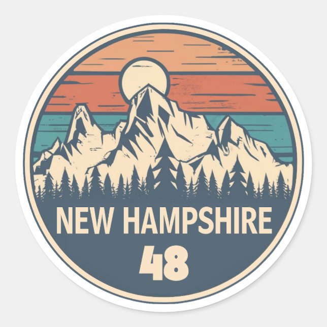 Sticker Rond New Hampshire 48 Sunset (Devant)