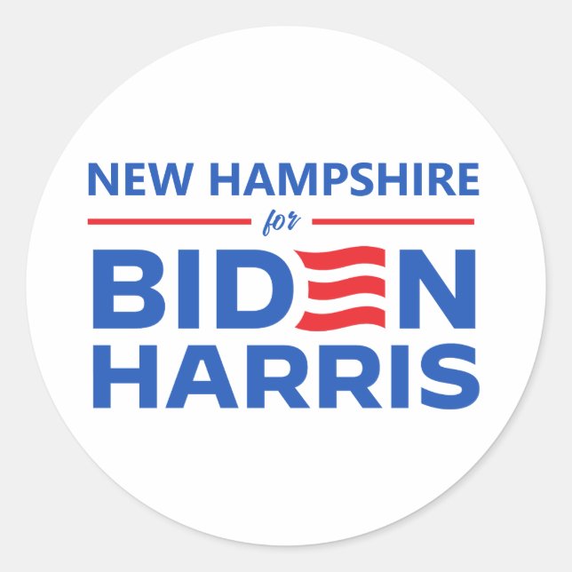 Sticker Rond New Hampshire pour Biden Harris (Devant)