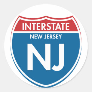 Sticker Rond New Jersey d'un état à un autre NJ