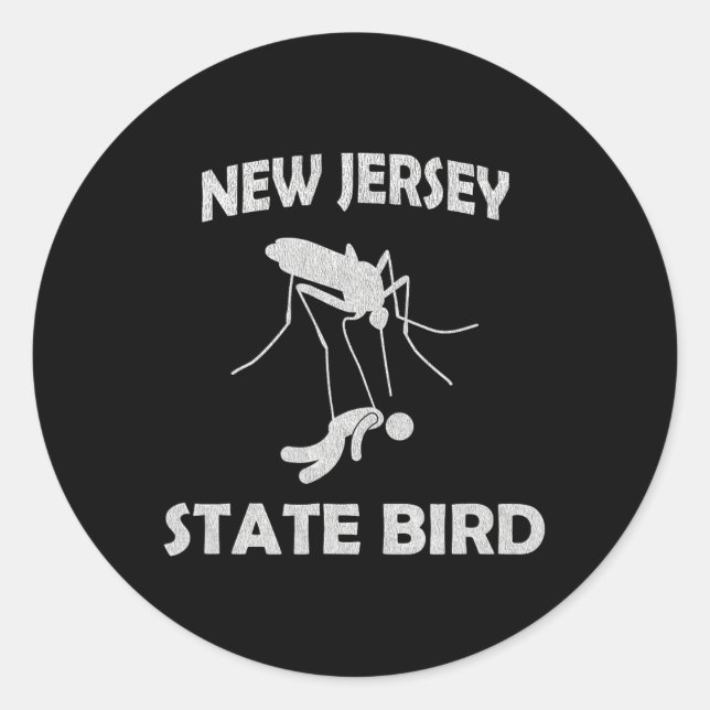 Sticker Rond New Jersey Mosquito State Bird Funny Outdoors  (Devant)