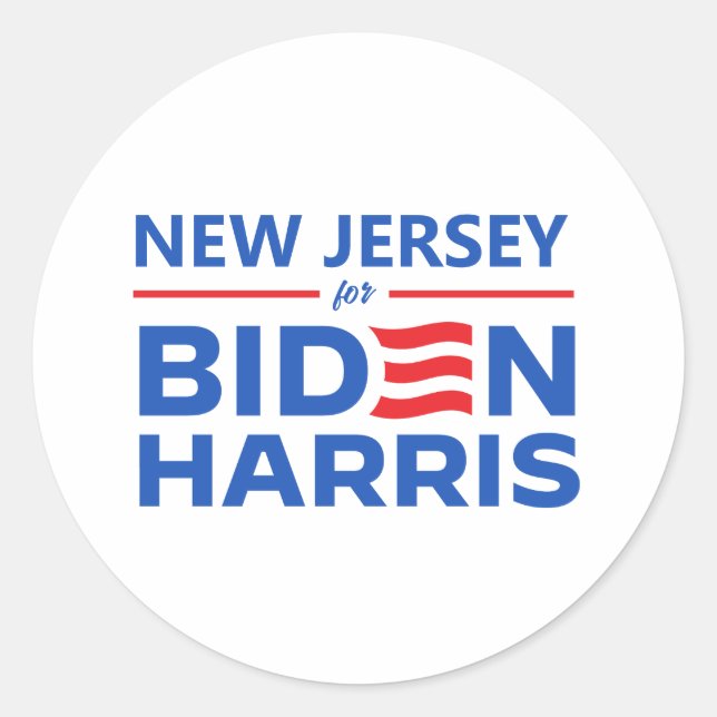 Sticker Rond New Jersey pour Biden Harris (Devant)