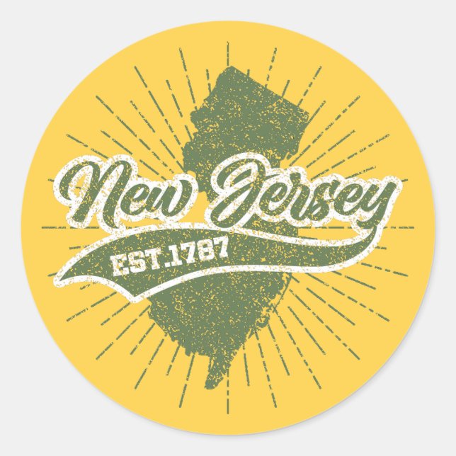 Sticker Rond New Jersey vintage (Devant)