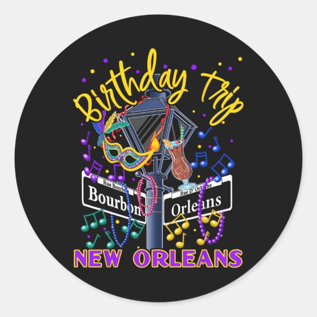 Sticker Rond New Orleans Birthday Trip Girl's Birthday Trip  (Devant)