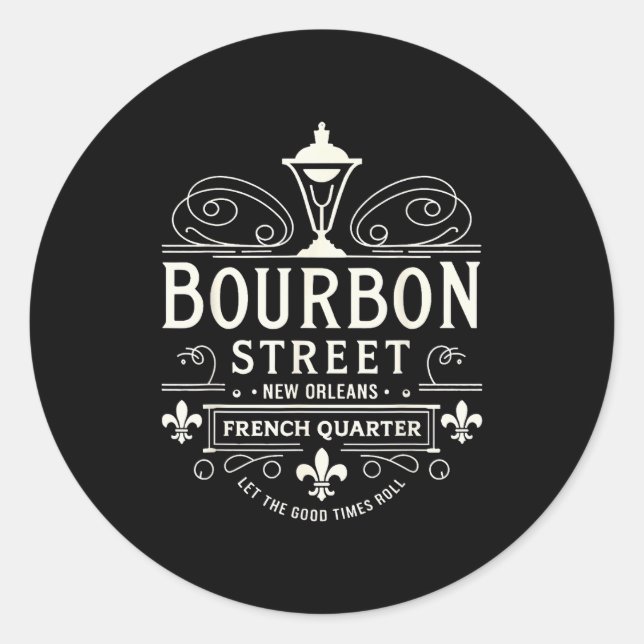 Sticker Rond New Orleans French Quarter Bourbon Street Louisian (Devant)