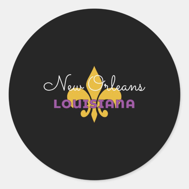 Sticker Rond New Orleans Louisiana Mardi Gras 2025 Fleur De Lis (Devant)