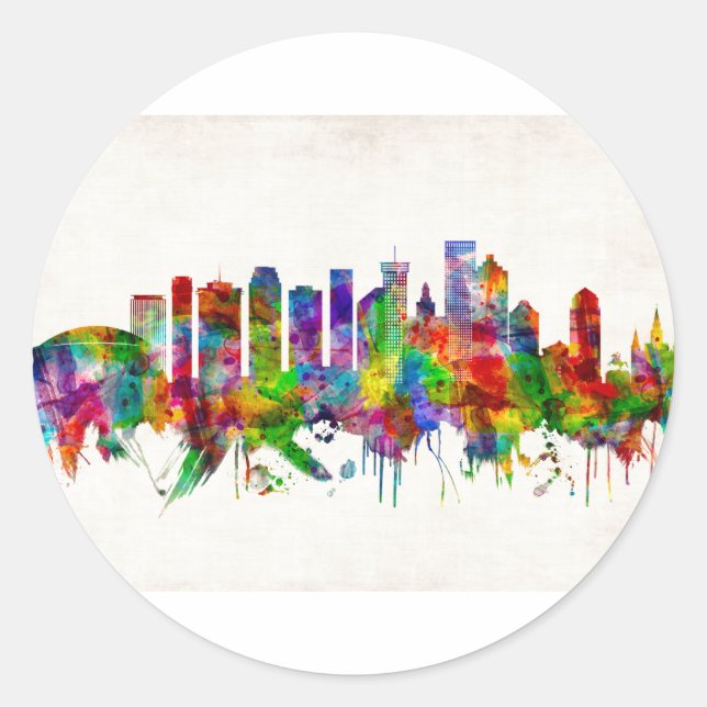 Sticker Rond New Orleans Louisiana Skyline (Devant)