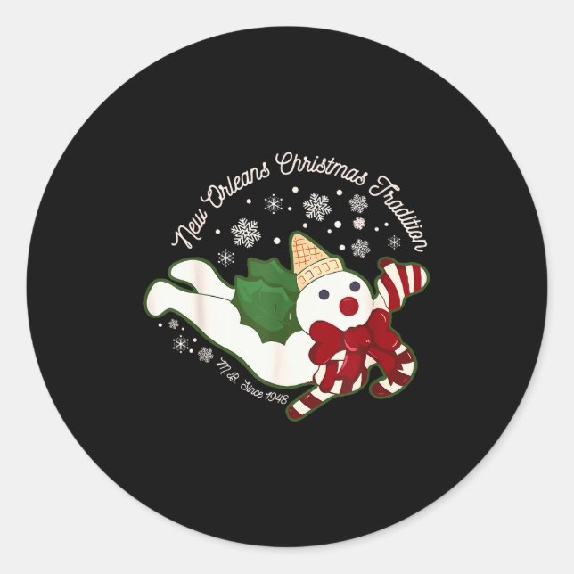 Sticker Rond New Orleans Mr Bingle Christmas Tradition Snowmen  (Devant)