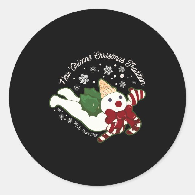 Sticker Rond New Orleans Mr Bingle Christmas Tradition Snowmen  (Devant)