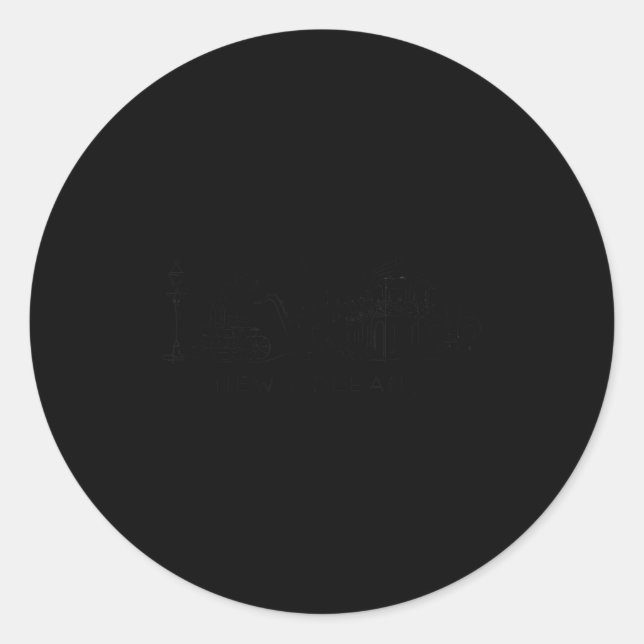 Sticker Rond New Orleans Skyline Line Art Minimalist Design  (Devant)