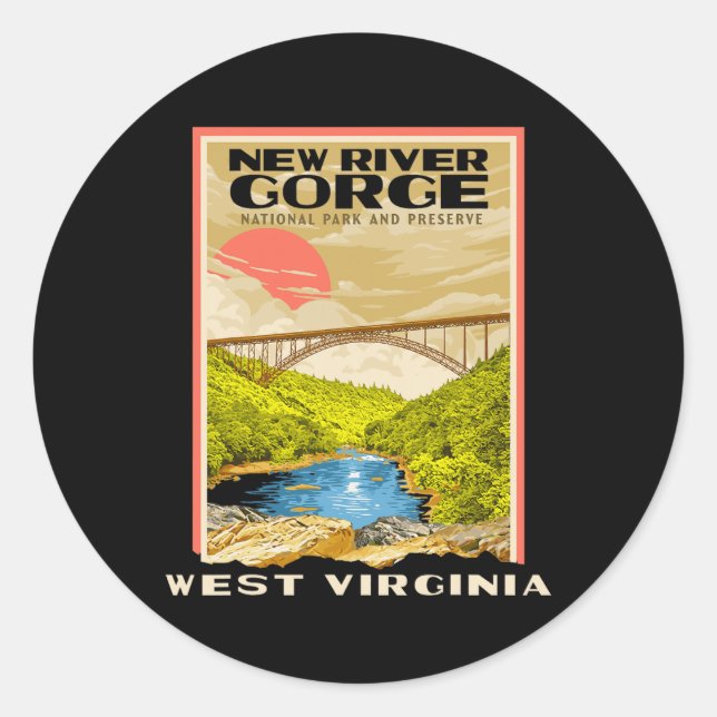 Sticker Rond New River Gorge National Park West Virginia Raftin (Devant)