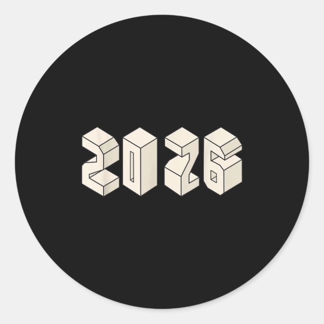 Sticker Rond New Year 2026 Minimalist Streetwear Cool Casual  (Devant)