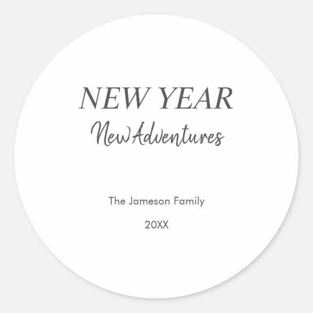 Sticker Rond New Year New Adventures | White Holiday (Devant)