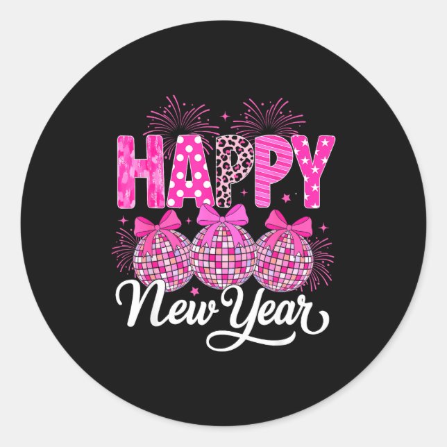 Sticker Rond New Years Eve Party Countdown Happy New Year Firew (Devant)