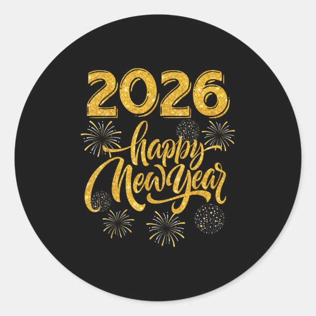 Sticker Rond New Years Eve Party Supplies 2026 Happy New Year F (Devant)