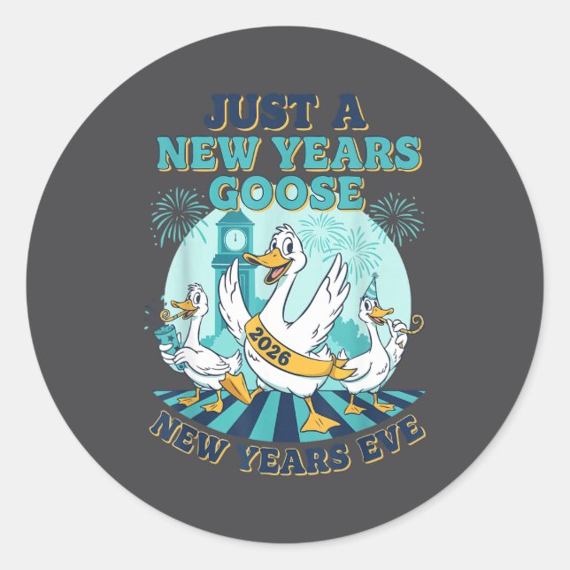 Sticker Rond New Years Goose 2026 Celebration Fun  (Devant)