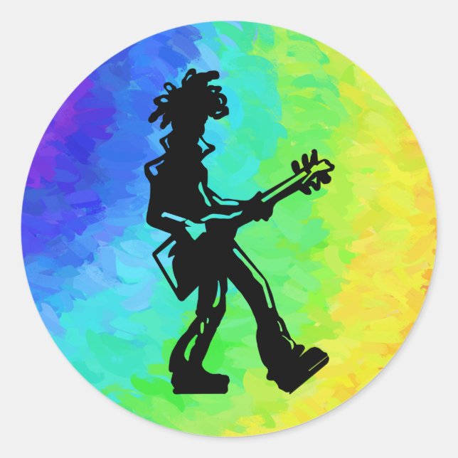 Sticker Rond New York Boogie Nights Guitare Rainbow (Devant)