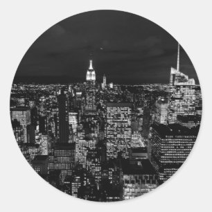 Sticker Rond New York City Night Skyline
