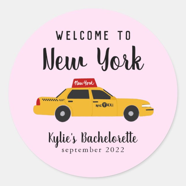 Sticker Rond New York City Taxi Bachelorette (Devant)