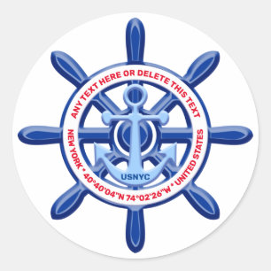Sticker Rond New York, États-Unis, Personnalisable, Voyage en m