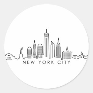 Sticker Rond NEW YORK Manhattan USA City Skyline