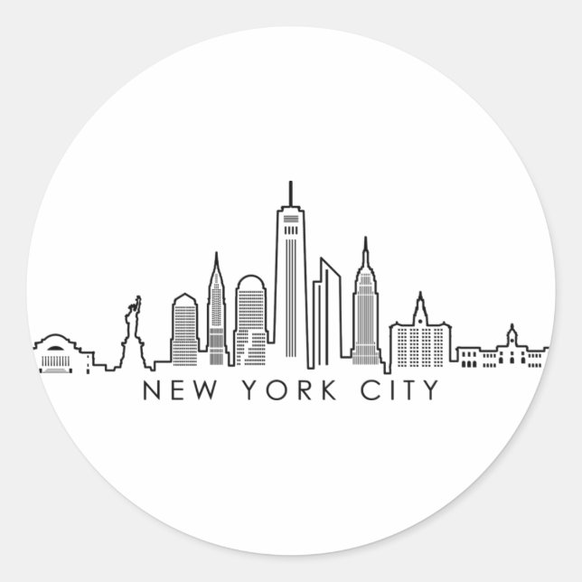 Sticker Rond NEW YORK Manhattan USA City Skyline (Devant)