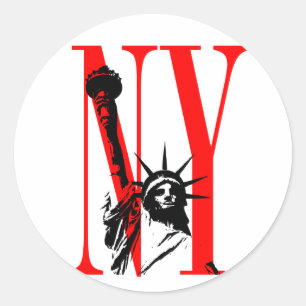 Sticker Rond New York New York Statue of Liberty Logo Design