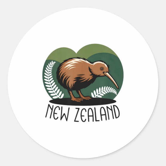 Sticker Rond New Zealand Kiwi Bird  (Devant)