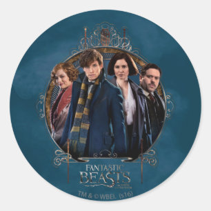 Sticker Rond NEWT SCAMANDER™ et entreprise Art Nouveau Frame