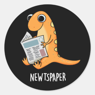 Sticker Rond Newtspaper Funny Newspaper Newt Pun Dark BG