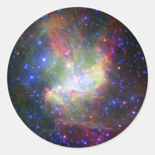 Sticker Rond NGC 346 étoiles nébuleuse en grappes à Tucana
