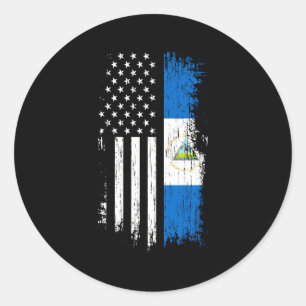 Sticker Rond Nicaragua American Flag Pride Nicaragua
