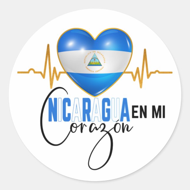 Sticker Rond Nicaragua En mi Corazon Fierté nicaraguayenne (Devant)