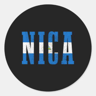 Sticker Rond Nicaragua Nica, Drapeau du Nicaragua