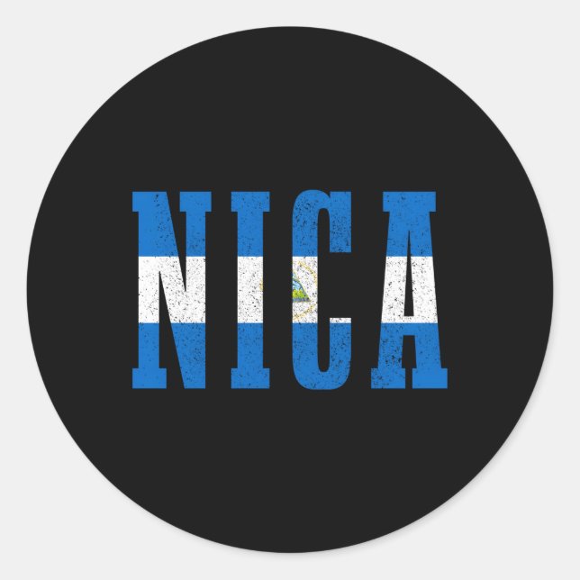 Sticker Rond Nicaragua Nica, Drapeau du Nicaragua (Devant)