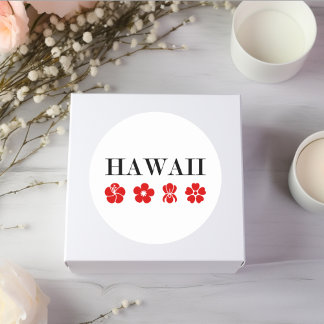 Sticker Rond Nice Hawaii Fleur Rouge Icônes Couleur Lumière