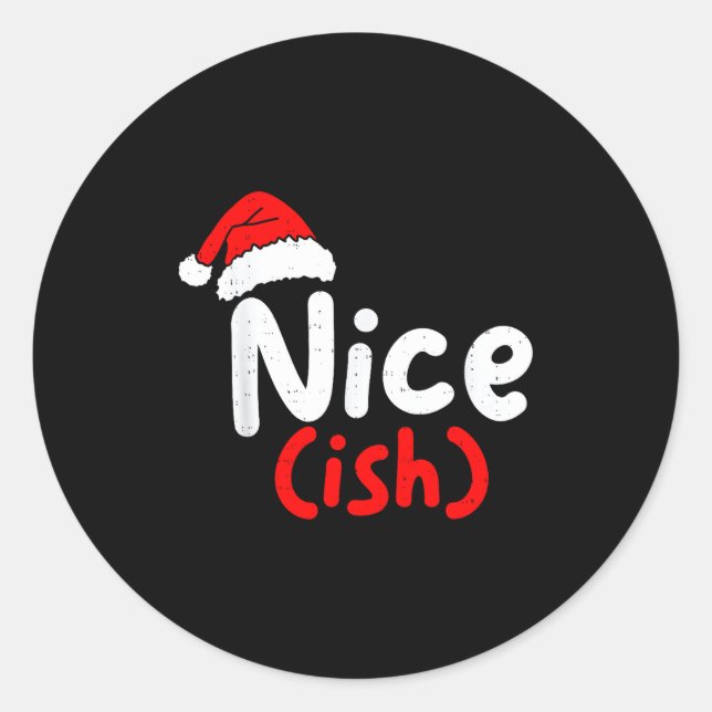 Sticker Rond Nice (ish) Naughty Angel Funny Christmas List Fami (Devant)