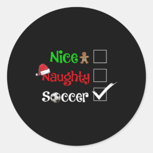 Sticker Rond Nice Naughty Football Football Père Noël Christmas