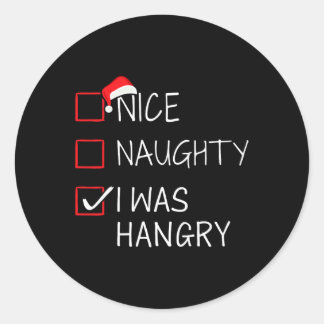 Sticker Rond Nice Naughty Hangry Christmas Liste Pour Noël Père