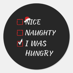 Sticker Rond Nice Naughty J'Avais Faim Pajama Noël Xmas Li