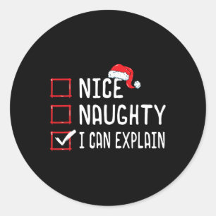 Sticker Rond Nice Naughty Je Peux Expliquer Noël Liste 1