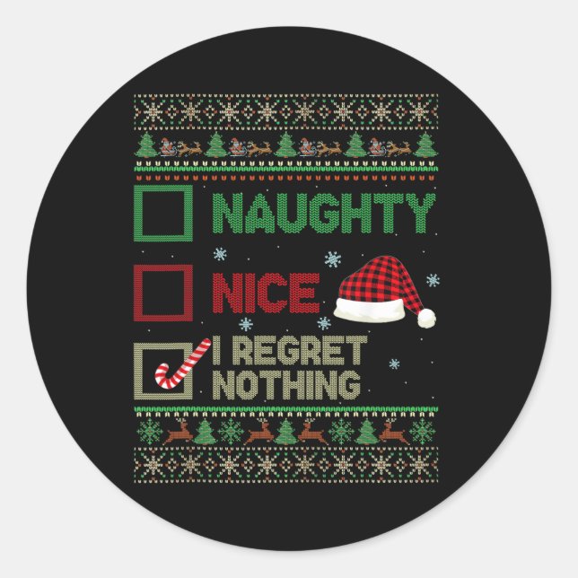 Sticker Rond Nice Naughty Je Regrette Rien Génial Sweater Chris (Devant)