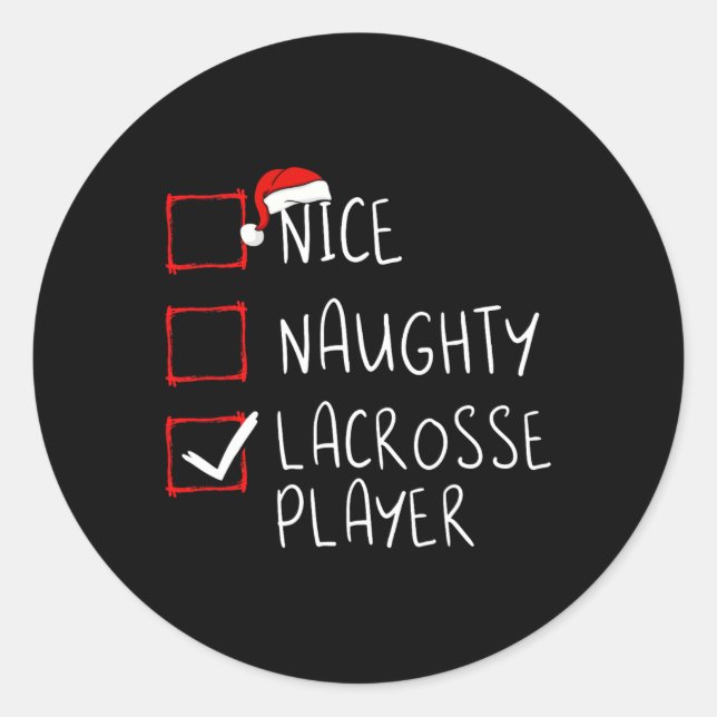 Sticker Rond Nice Naughty Lacrosse Liste des joueurs Noël Père  (Devant)