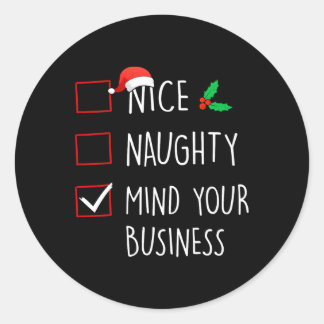 Sticker Rond Nice Naughty Mind Votre Entreprise Noël Famille M