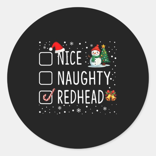 Sticker Rond Nice Naughty Redhead  (Devant)